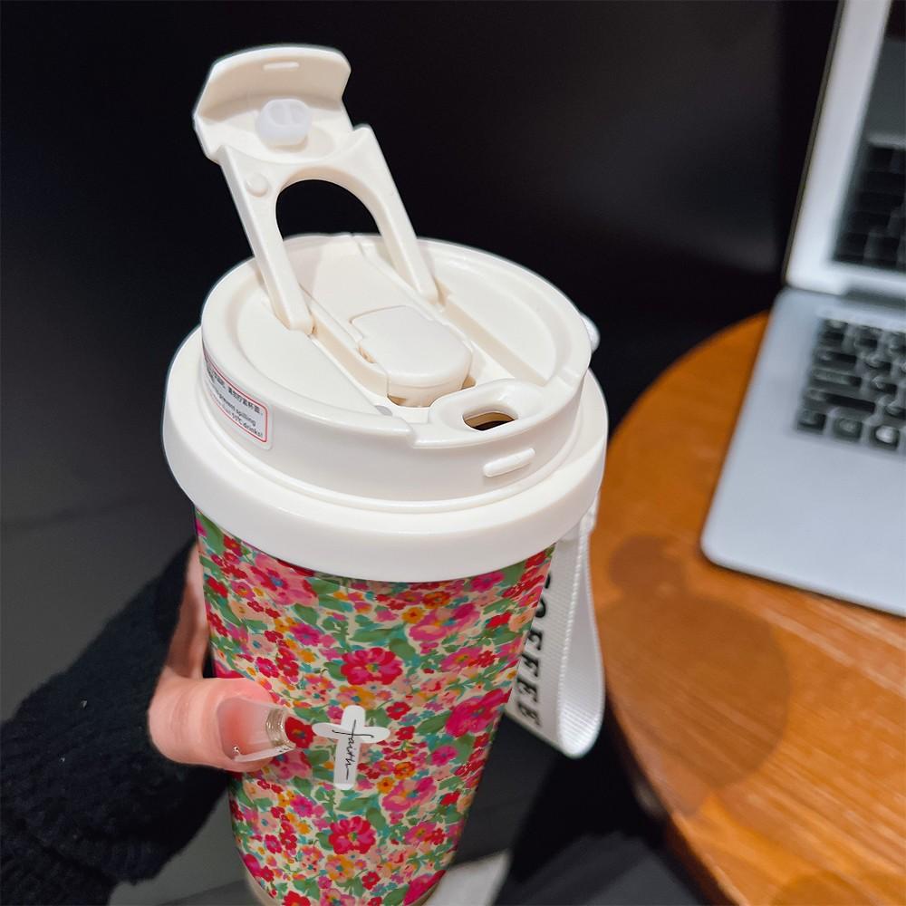 Abstract Cross Texture Coffee Cup, Portable Insulated Tumbler, Keeps Drinks Hot/cold, Boho Style, Ideal for Office, Travel, Sports