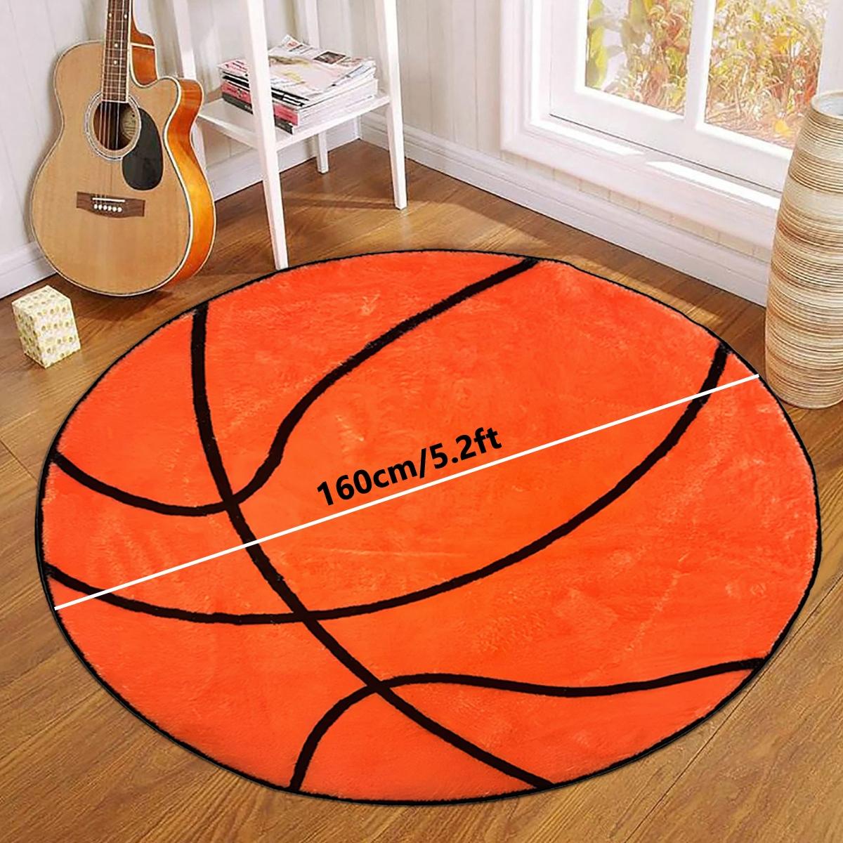 Basketball Lover Carpet, Round Basketball Shaped Mat, Soft Non-Slip Rug, Soft Area Rug, Easy Clean, Indoor Decor for Living Room Bedroom