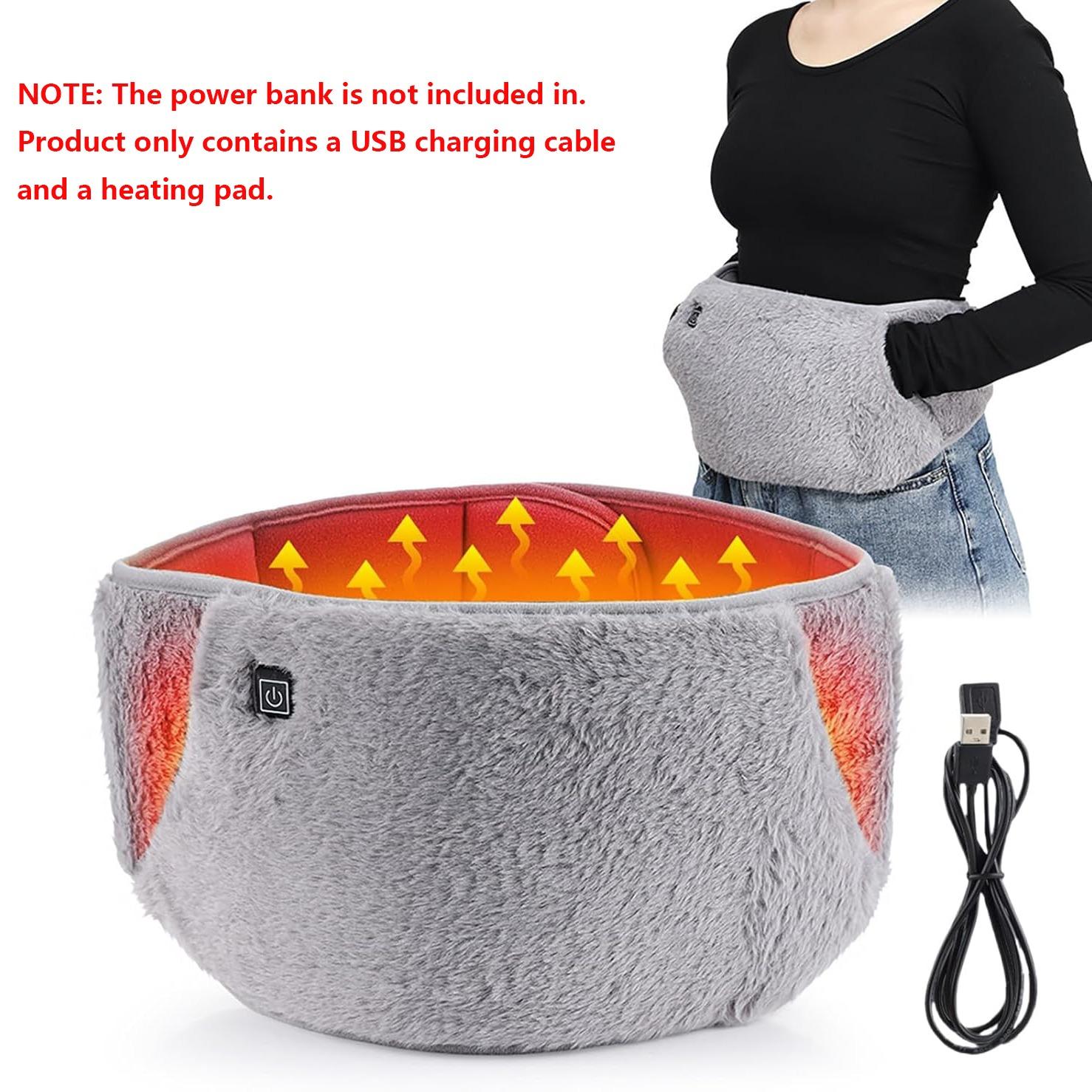 Heating Waist Belly Belt Stomach Heating Pad USB Powered, Hand Warmer 3 Temperature Settings, Ideal for Menstrual Period & Body Warmth
