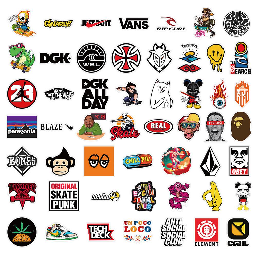 52PCS Premium Streetwear Logo Stickers - Waterproof Vinyl Decals for Skateboards, Luggage & Tech Gadgets