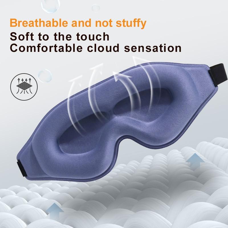 Sleep eye mask suitable for side sleepers, men and women, sleep light-blocking eye mask, 3D contoured cup sleep eye mask, soft and breathable sleep eye mask, with adjustable elastic strap, ideal for travel use