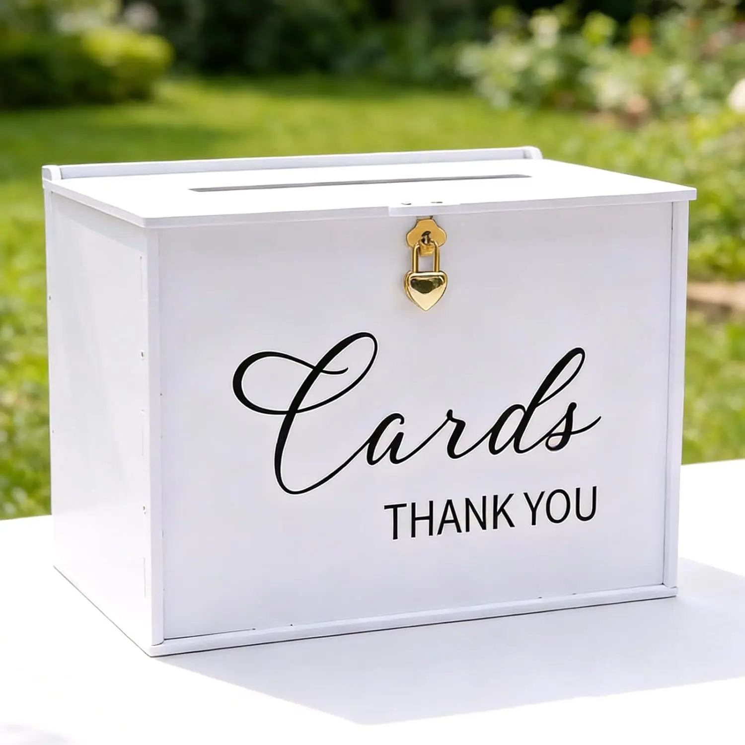 Extra Large Card Box with Lock & Slot, Elegant White Wedding Card for Reception Money Gift Envelope Cards, Spacious Gift Cards Holder Box for Party Graduation Baby Bridal Shower Table Decor