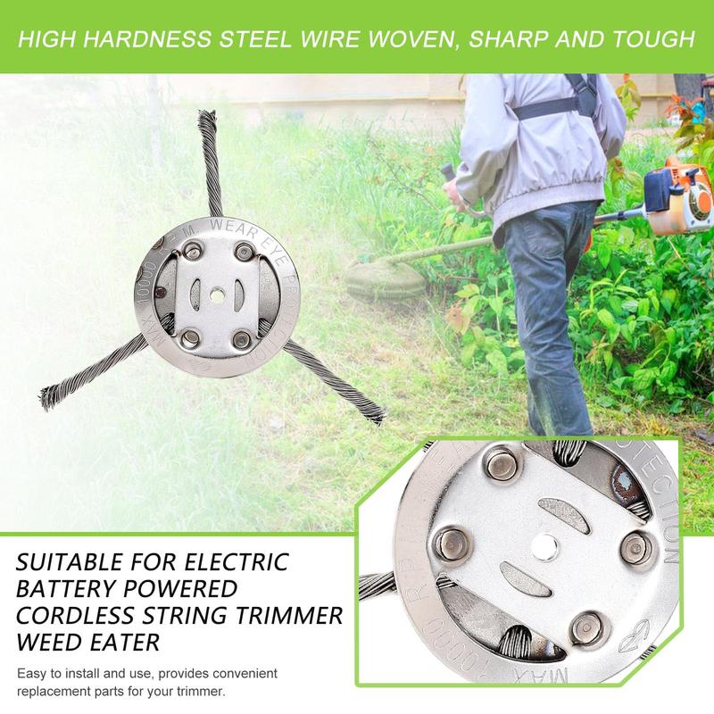 6-Inch Steel Wire Weed Brush Trimmer Head – Ideal for Removing Moss, Grass, and Rust from Pavement, Stone Joints, and Driveways