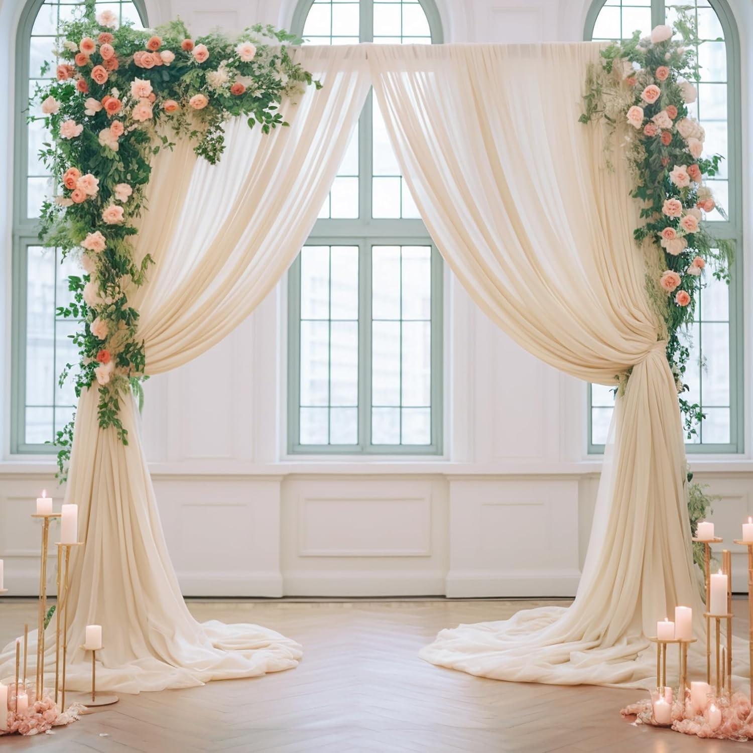 2pc Sheer Background Curtain, Perfect for Parties, Weddings, Baby Shower, Bridal Party, Birthday Party, Photography Backdrop Decor