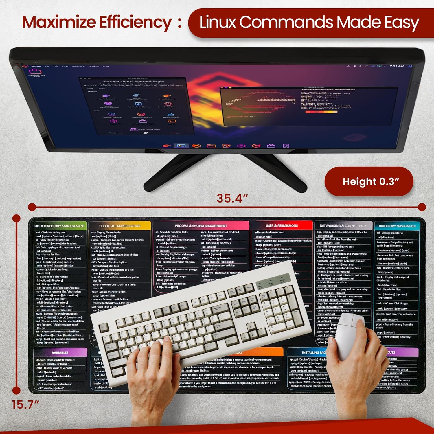 Linux Commands Pad | Shortcuts Cheat Sheet to Kali/Red/Hat/Ubuntu/OpenSUSE/Arch/Debian/Unix | Extended Large Cheat Sheet Desk Pad | 35.5" x 15.7" | Programmer Gifts Linux Commands Pad | Shortcuts Cheat Sheet to Kali/Red/Hat/Ubuntu/OpenSUSE/Arch/Debian/Unix | Extended Large Cheat Sheet Desk Pad | 35.5" x 15.7" | Programmer Gifts
