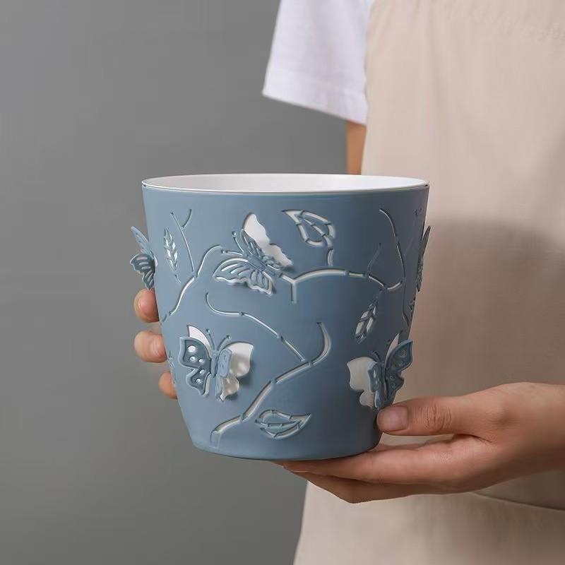 2pcs Flying Butterfly Pattern Double-Layer Flower Pot, Multi-Color Insect Design, Drainage Hole, Indoor & Outdoor Garden Decor, Home Gift