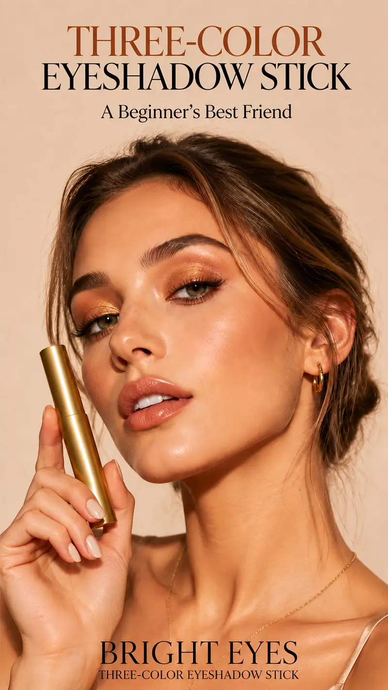3-Farben-Lidschatten-Stick (4 STÜCK/Packung), Creme-Lidschattenstift mit zwei Enden, Mattes & schimmerndes Augen-Make-up, Sanftes Auftragen, Langanhaltende Augenfarbe