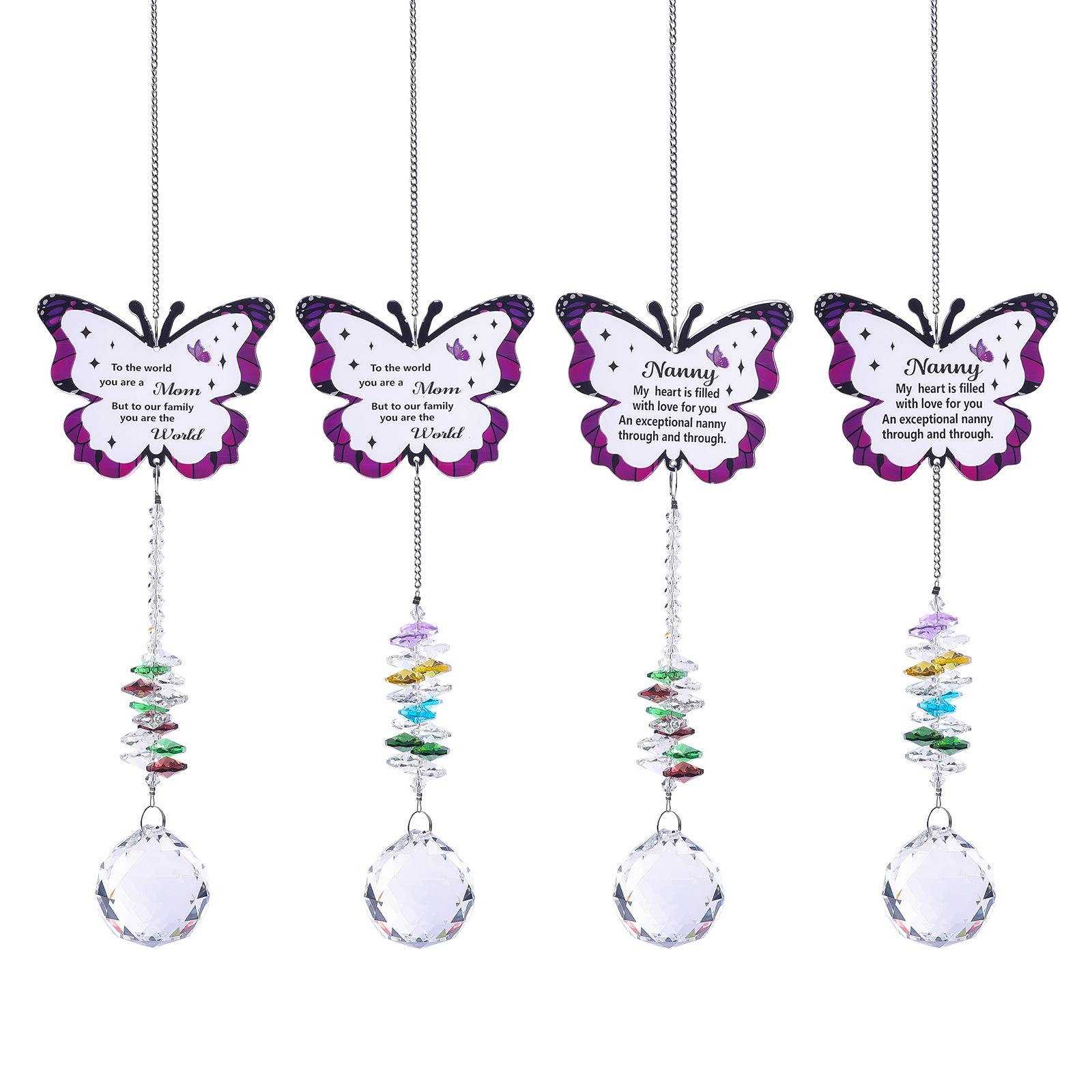 1 Piece Butterfly Wind Chime Craft, Super Shiny Crystal Diamond Wind Chime, Suitable For Garden Door, Wall And Window Decoration Gifts, Outdoor Wind Chime
