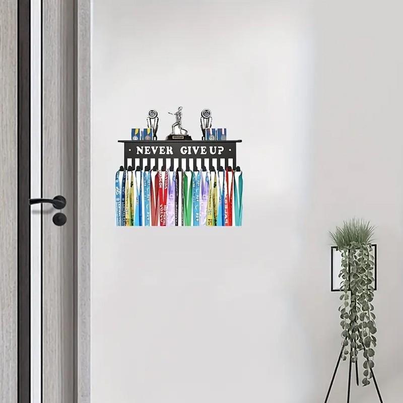 Metal Wall-Mounted Medal Display Rack, Hang Sports Trophies and Sashes, Home Art Decor Style, Independent Storage, Easy Assembly