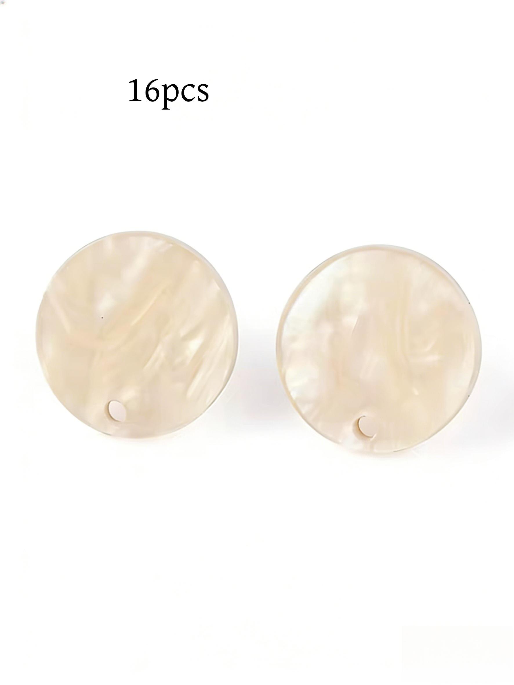 16pcs Luxury Acrylic Earrings DIY Kit, Round Pearl Effect Mixed Colors, Includes Plastic Spiral Caps, Stainless Steel Studs, Perfect Gift