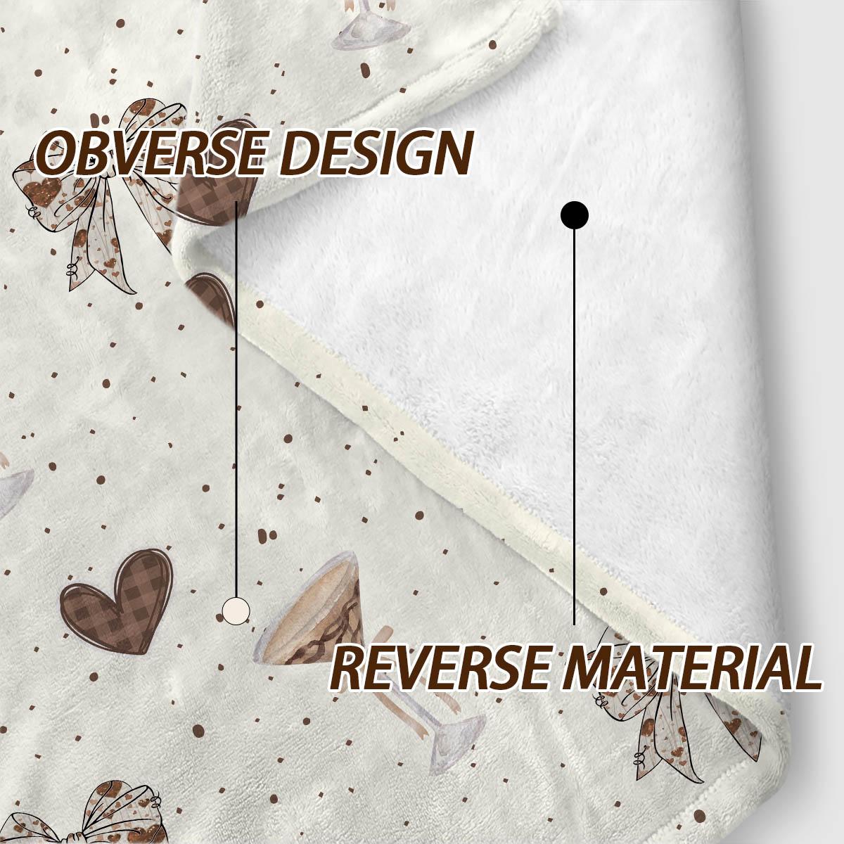 Minimalist High-Heeled Cup and Bowknot Print Blanket, Soft Flannel, Warm and Breathable, Sofa Nap Bed Decor, Gift for Home Pets