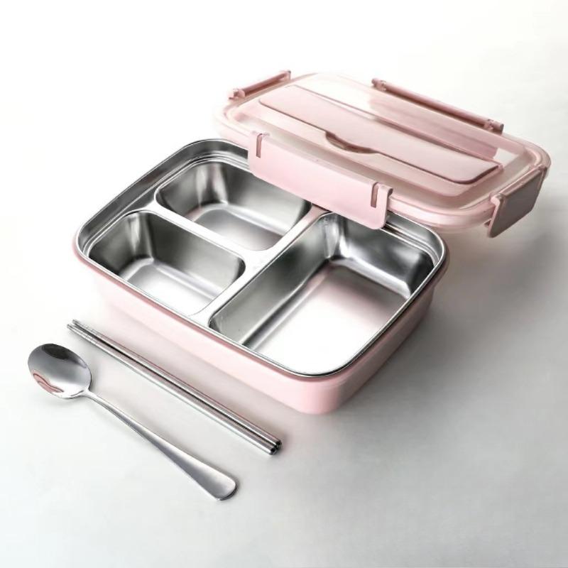 1pc 304 Stainless Steel Lunch Box, Portable Sealed Bento Box for Students & Adults, Large Capacity, Odor-Proof Compartments, Airtight Bento Boxes