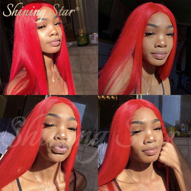 Peruvian Straight Hair Burgundy Lace Front Wig Human Hair Wigs for Women 99J Red Blonde Colored Wigs 180% Density 13*4 Human Hair Deep Part Wig on Sale