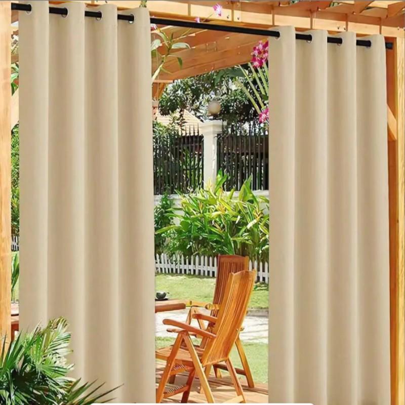 Modern Style Outdoor Waterproof Sunproof Curtain, Breathable Mesh for Porch Gazebo Pergola, UV Protection Rainproof Mold Resistant