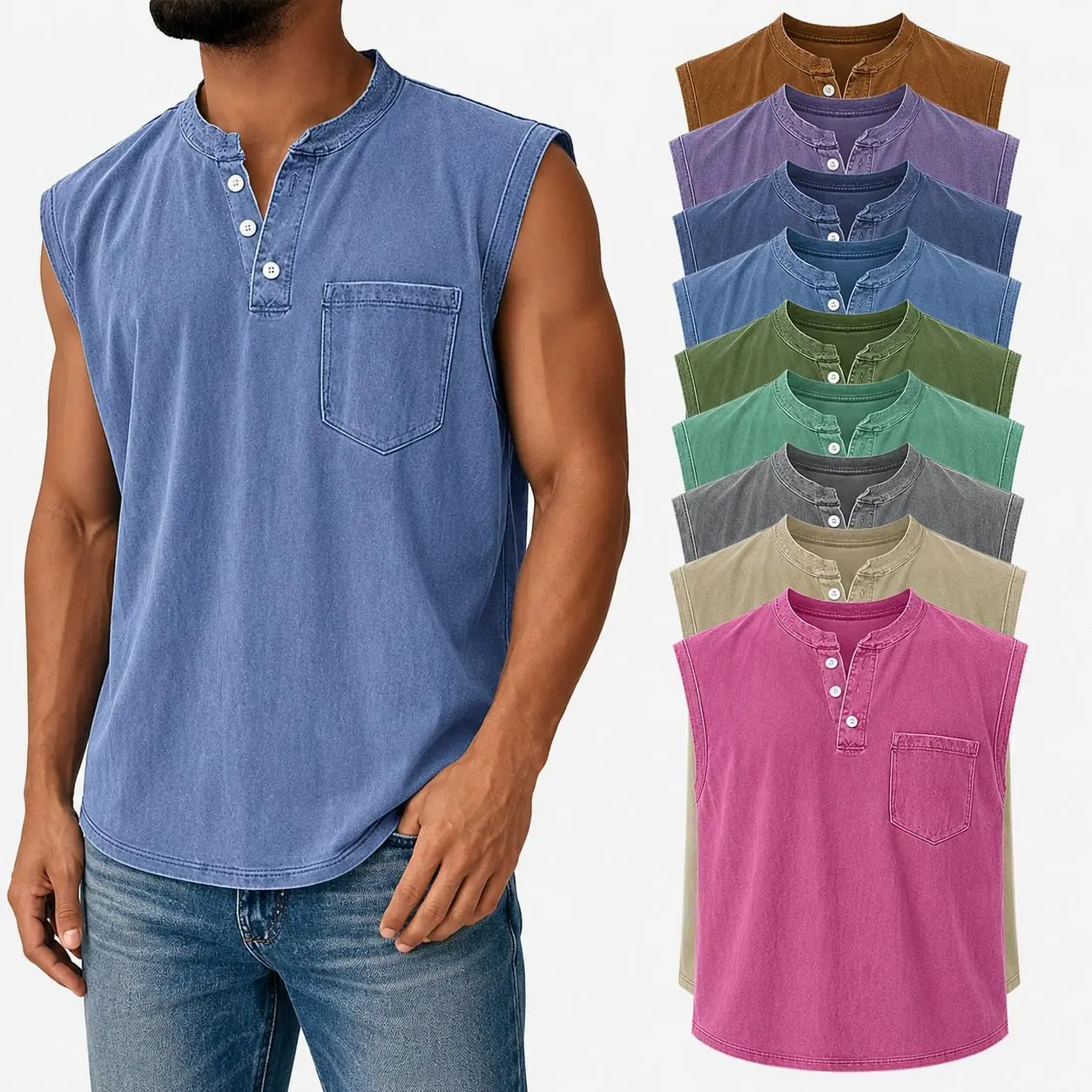 Men's Sleeveless Polo Shirts 1/3 Pack, Casual Button Front Collared Tank Tops, Relaxed Fit Plus Size Workout Vests for Running, Gym, Fitness Training, Travel, Streetwear and Daily Wear