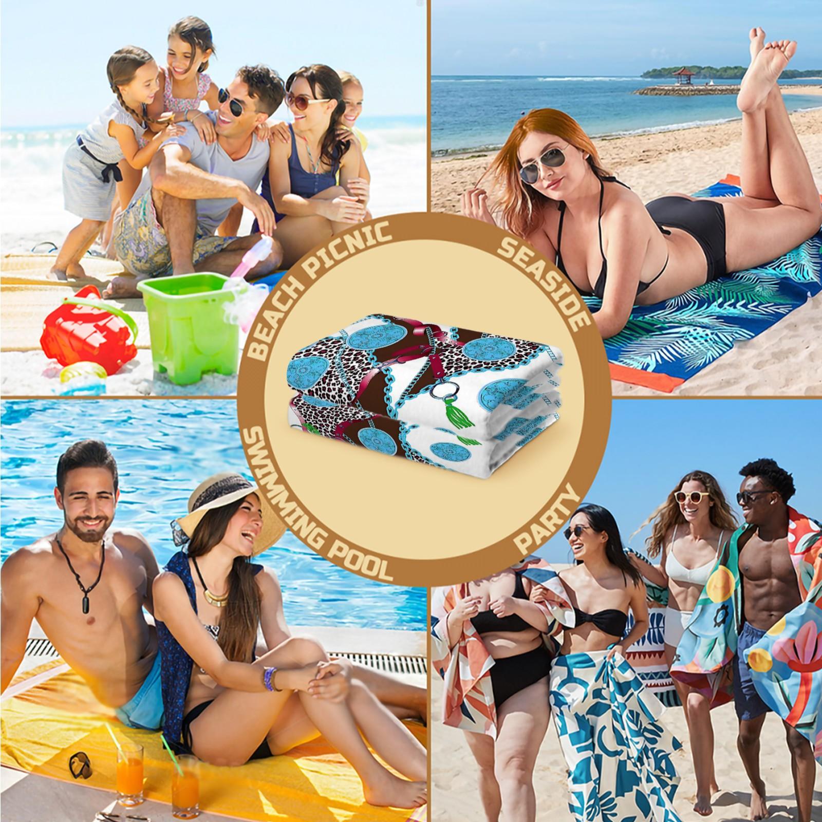 European‑Style Vintage Luxury Multifunctional Beach Towel; Trendy Leopard‑Print Chain‑Patterned Quick‑Dry Pool Towel; Made of Microfiber; Lightweight and Easy to Store; Perfect for a Variety of Summer Activities