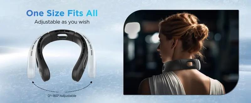 Neck Fan, Hands Free Bladeless Neck Fans Portable Rechargeable, 360° Cooling Neck Fan, 4 Speeds, Quiet, 5200 mAh Battery Operated USB Wearable Personal Fan Gifts for Women, Travel, Outdoor