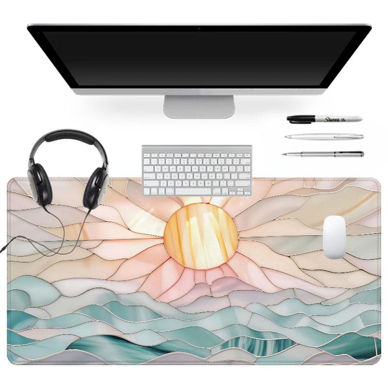 Extra Large Sunlight Waves Mouse Pad Pastel Colorful Gaming Mouse Pad 35x16 Inch Extended Mousepad Computer Keyboard Mousepad Suitable for Families, Offices and Schools. Perfect Gift for Family Members and Friends