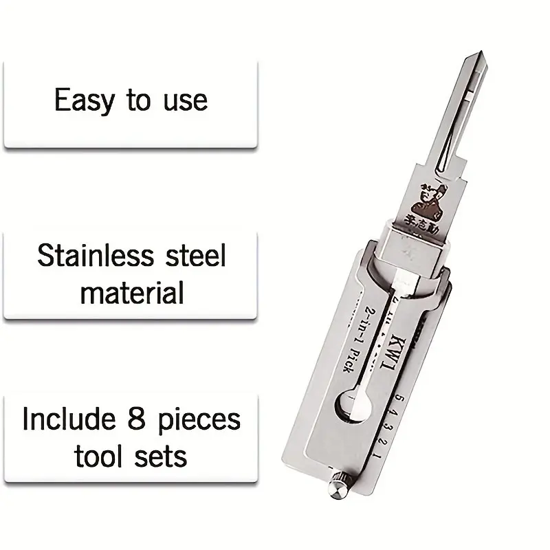 KWI 2-in-1 Lock Tool Set - 2 In 1 Broken Key Extractor Tool Set, Stainless Steel Lock Maintenance Repair Tool for Home Locksmith
