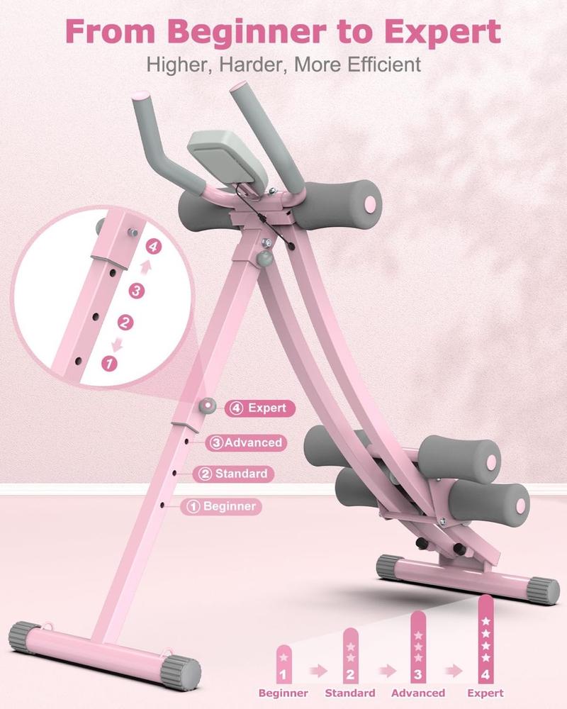 Ab Workout Equipment, Ab Machine Exercise Equipment for Home Gym, Foldable Ab Crunch Waist Trainer for Stomach Workout