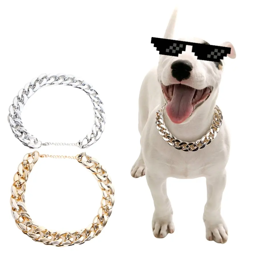 Pet Dog Collar Cat Chain Silver Color Necklace Accessory for Photography, British Shorthair Teddy Poodle Small Dogs