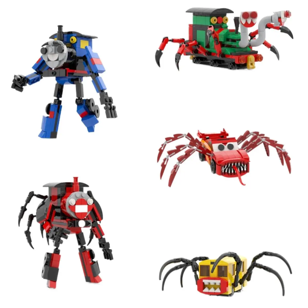 Horror Demonic Spider Train Building Blocks MOC Choo-Choo Charles Evil Mutated Train Model DIY Kids Puzzle Toys Birthday Gift
