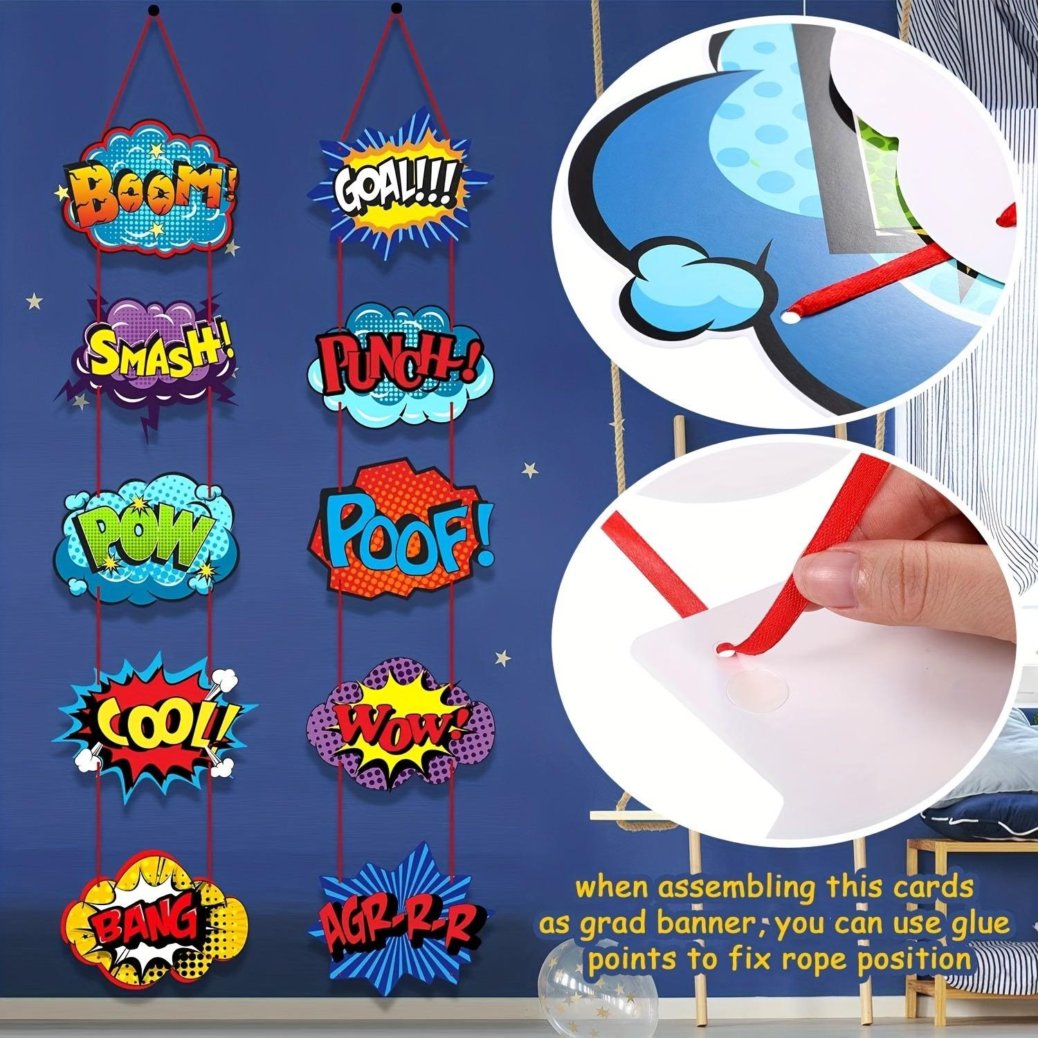 Hero Action Sign Cutouts, Super Fun Hero Theme Party Supplies, Door Hero Sign, Birthday Party Decoration, Wall Decorations