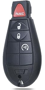 Key Fob Shell Case Replacement Fit for Dodge Ram 1500 Challenger Charger Durango Grand Caravan Journey Chrysler 300 Keyless Entry Remote Control 4 Button Pad Cover M3N5WY783X GQ4-53T