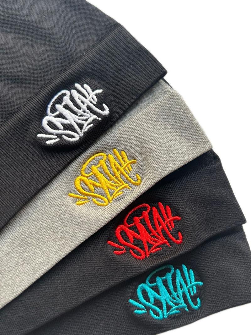 New Embroidered Print Beanie Hat, Unisex Sports Outdoor Running Cap, Breathable Elastic Material, Fashion Casual Style, Premium Quality Cap