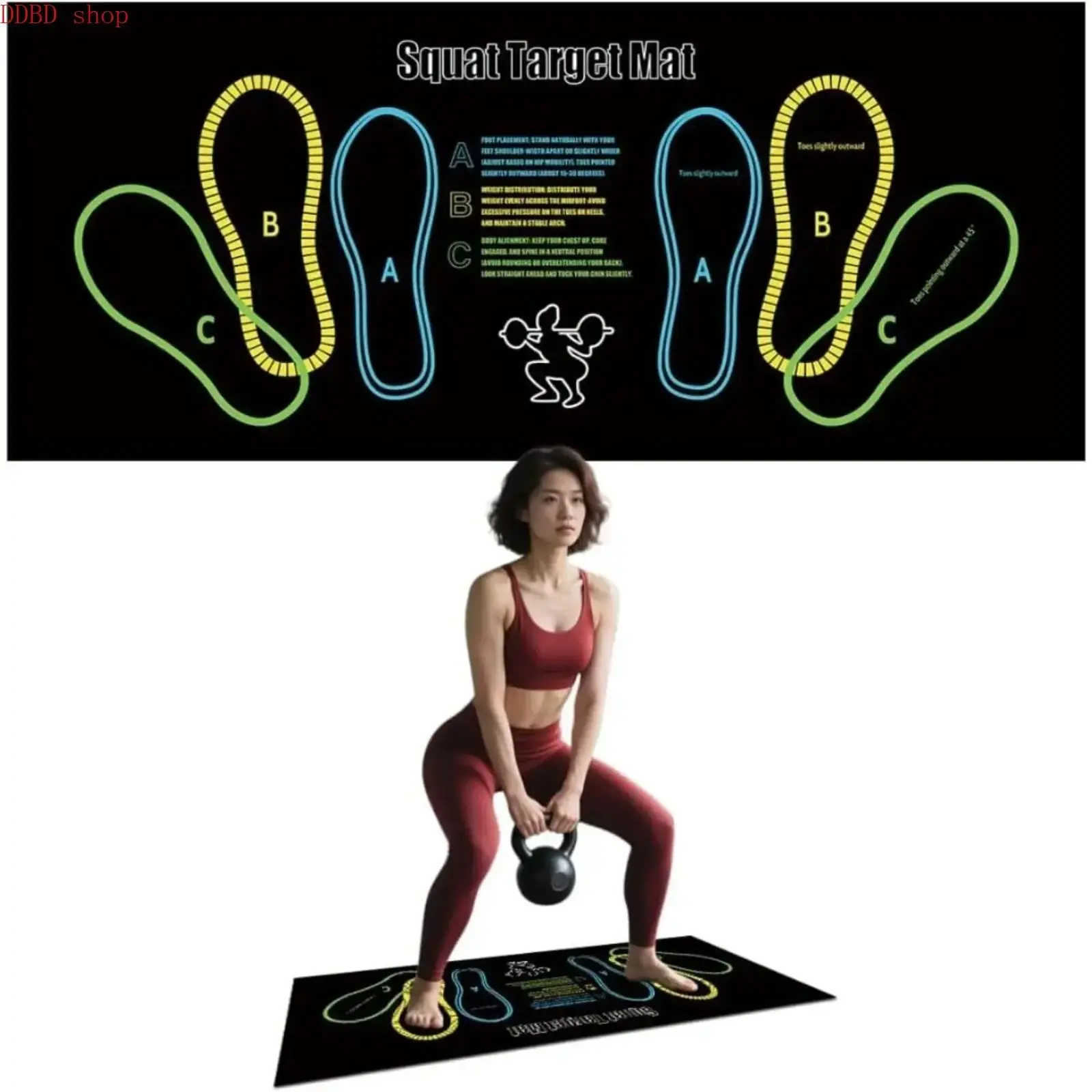 Squat Guide Exercise Mat with Position Markers, Non-Slip Portable Home Gym Equipment, Knee Protection Workout Pad for Leg & Ab Training, Versatile Fitness Accessory for Men Women, Daily Home Workouts & Sentimental Fitness Gift-Giving