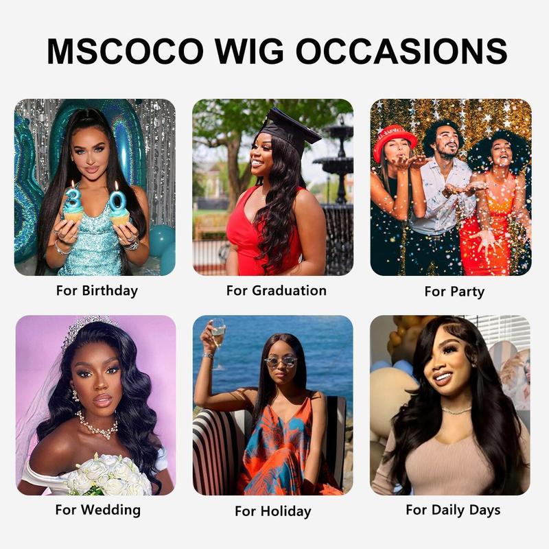 Mscoco Clip In Human Hair Extensions invisible And Seamless Yaki Straight/ Body Wave/ Silky Straight Real Human Hair Clip In Quick Weave No Salon Needed 7pcs/pack Easy To Install