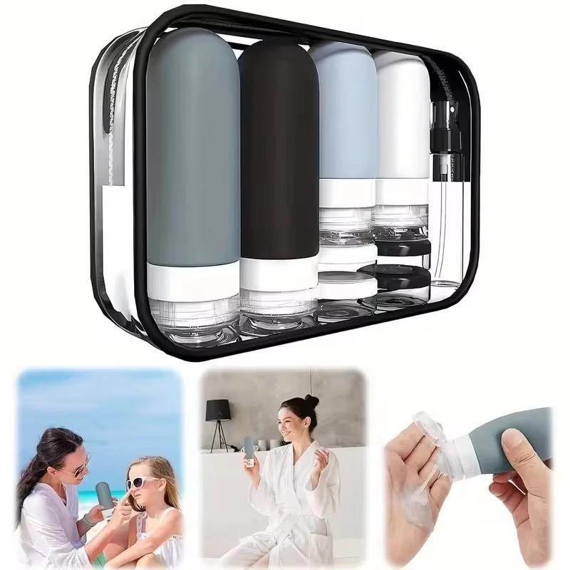 15-Piece Travel Dispenser Set, Silicone Toothbrush Holder, Leak-Proof Reusable Shampoo Conditioner Bottle, Essential Travel Accessories