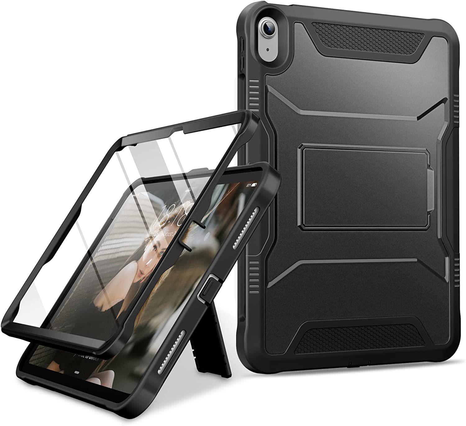 Heavy Duty Shockproof Case for iPad Pro 11", iPad Air 4 5 (2021), Full Body Protective Cover with Built-in Screen Protector, Pencil Holder & Kickstand, Rugged Drop Proof Case for iPad Tablet