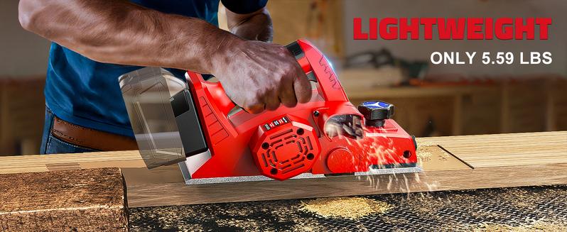 Cordless 3-1/4" Electric Hand Planer Compatible with Milwaukee 18V Battery (No Battery!!) 15000RPM Power Wood Planer for Woodworking Carpentry and Home DIY Blades and Edge Guide