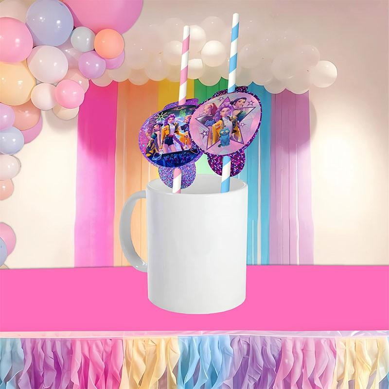 Party Straws, Kids Birthday Party Supplies, Reusable Drinking Straws, Cartoon Straw Toppers, 10Pcs Party Favors, Colorful Striped Straws, BPA-Free Plastic Straws, Themed Party Decorations, Girls Party Straws, Glitter Decor Straws