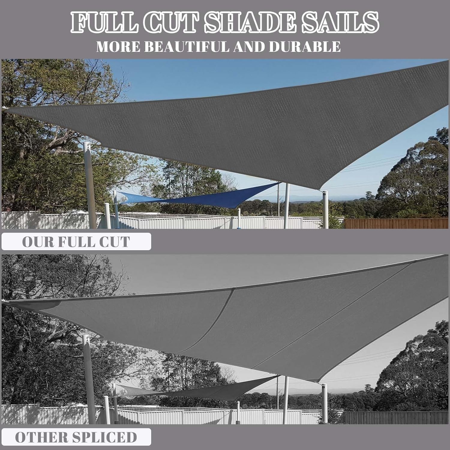 12x16FT Rectangle Outdoor Shade Cloth Sail, Dark Grey Canopy for Patio Backyard Garden