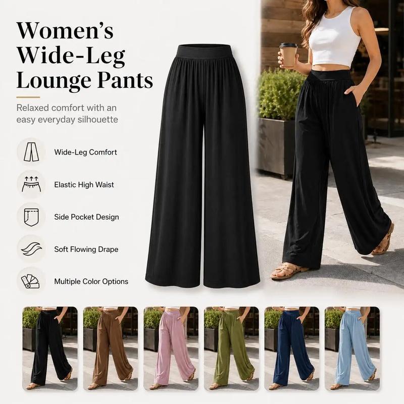 Women's Elastic High-Waisted Wide-Leg Pants 2025 New Casual Sports Trousers High-Quality Fabric