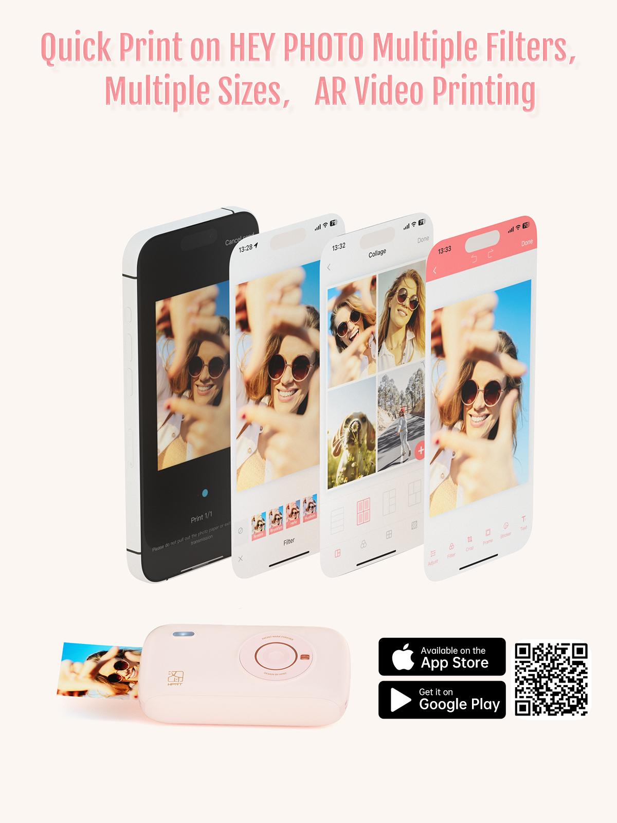 Hanin CP2100 Portable Photo Printer for iPhone & Android - Bluetooth Wireless Instant Printer, 2.1 x 3.4 Inches, Thermal Dye Sublimation for Vibrant, High-Quality Prints