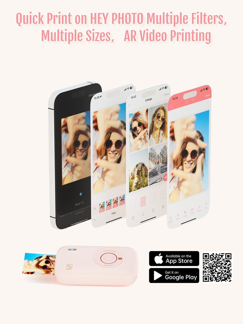 Hanin CP2100 Portable Photo Printer for iPhone & Android - Bluetooth Wireless Instant Printer, 2.1 x 3.4 Inches, Thermal Dye Sublimation for Vibrant, High-Quality Prints