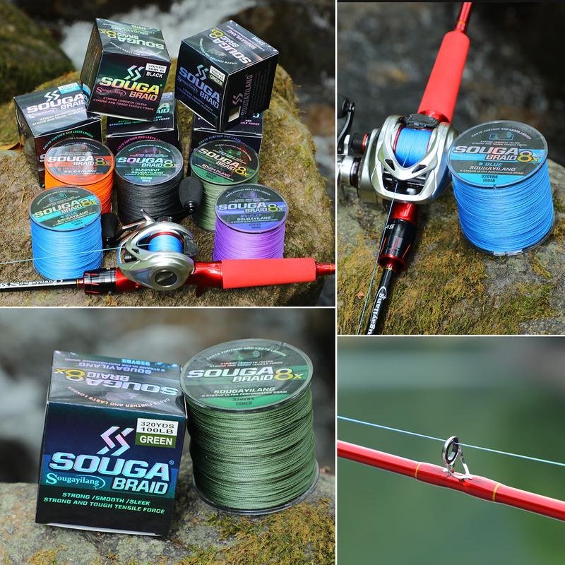 Sougayilang 300m 8X Braided Fishing Line Super Power Abrasion Resistant, Zero Stretch Super Strong Superline for Freshwater & Saltwater Fishing - Multi-Colored, Durable High-Quality Gift for Anglers fishing line Fluorocarbon Leader
