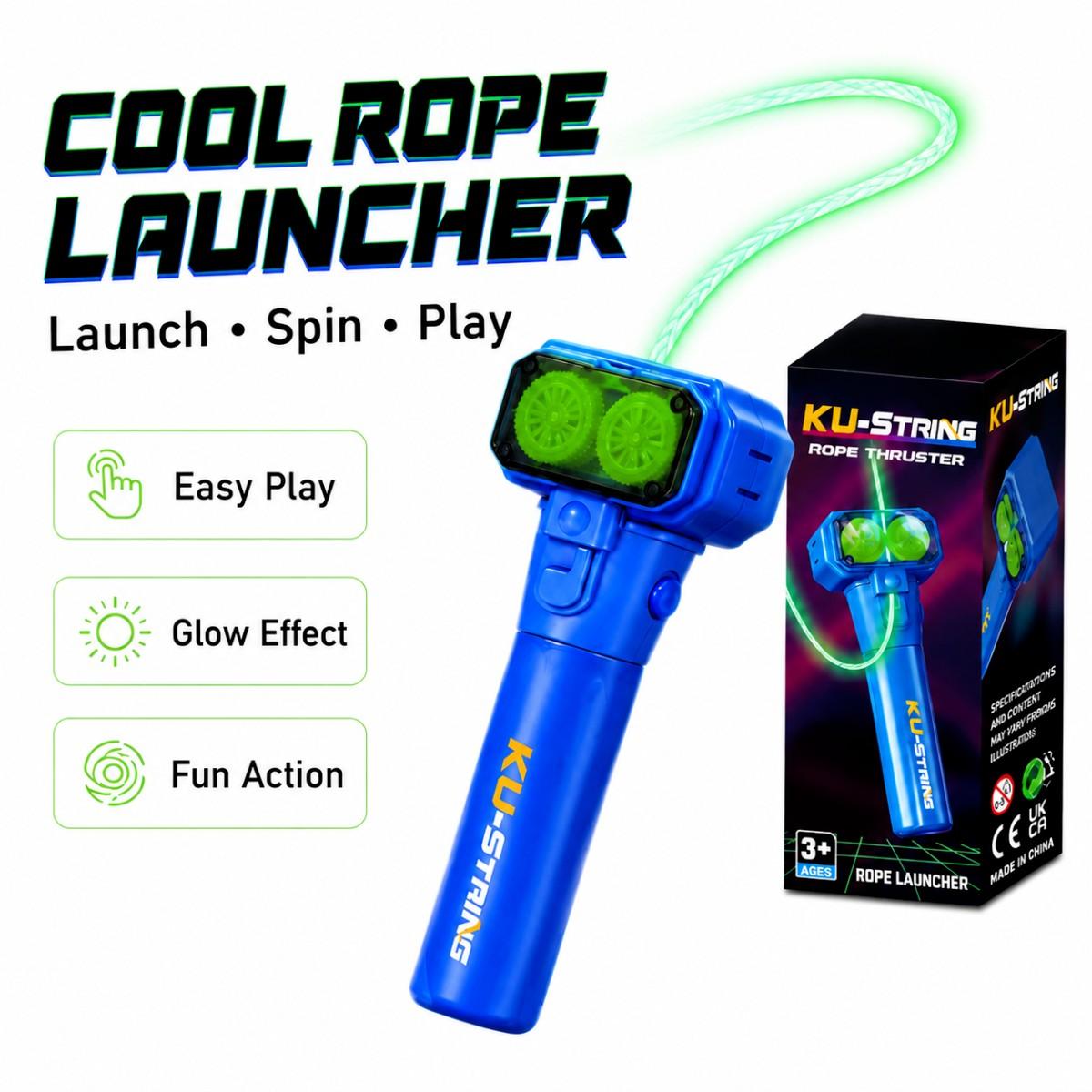 Glowing Gear Electric Rope Launcher, USB Rechargeable High-Speed Motor Magic Floating Rope, Stress Relief Toy, Stress Relief Tools for Kids and Adults, Birthday Gift for Ages 3+