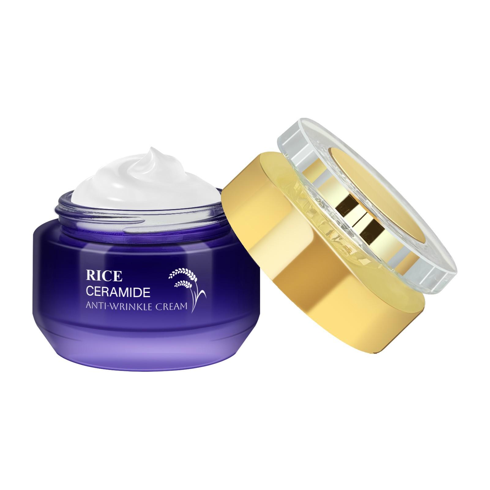 50g Rice Ceramide Anti-Wrinkle Cream, Skincare, Hydrating Ingredients, Tightening, Lightweight, Suitable for All Skin Types