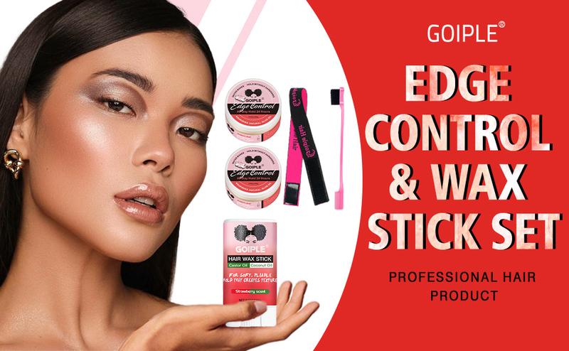 Edge Control Wax for Women - 5 Count Strong Hold, Non-Greasy, Smooth Edges with Strawberry Scent, Long Lasting Organic Haircare Nourishing Gel