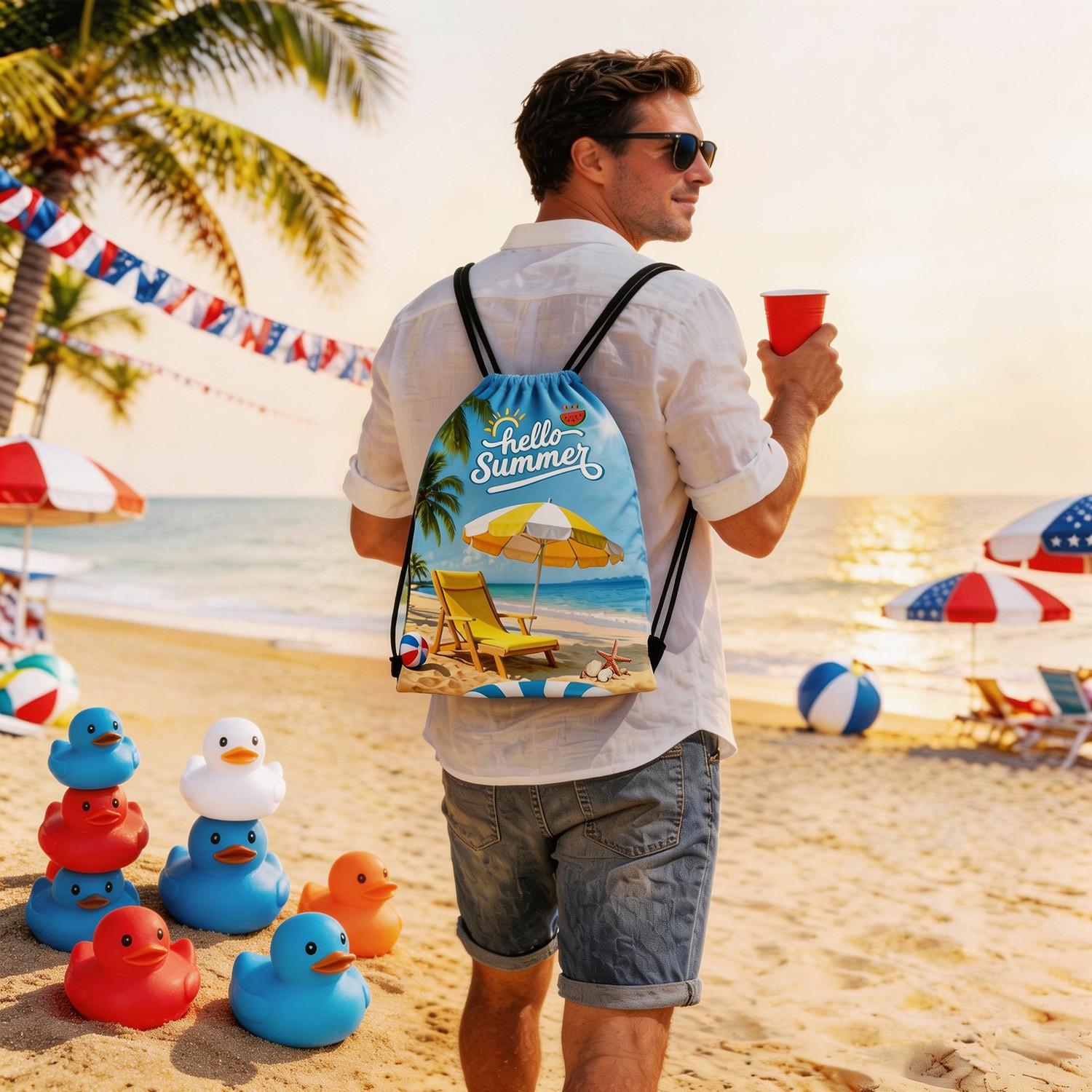 Party Duck Set, Party Decorations, Independence Day Theme, Easter Decoration, Portable Backpack, Cute Smile Design, Blue Ducks