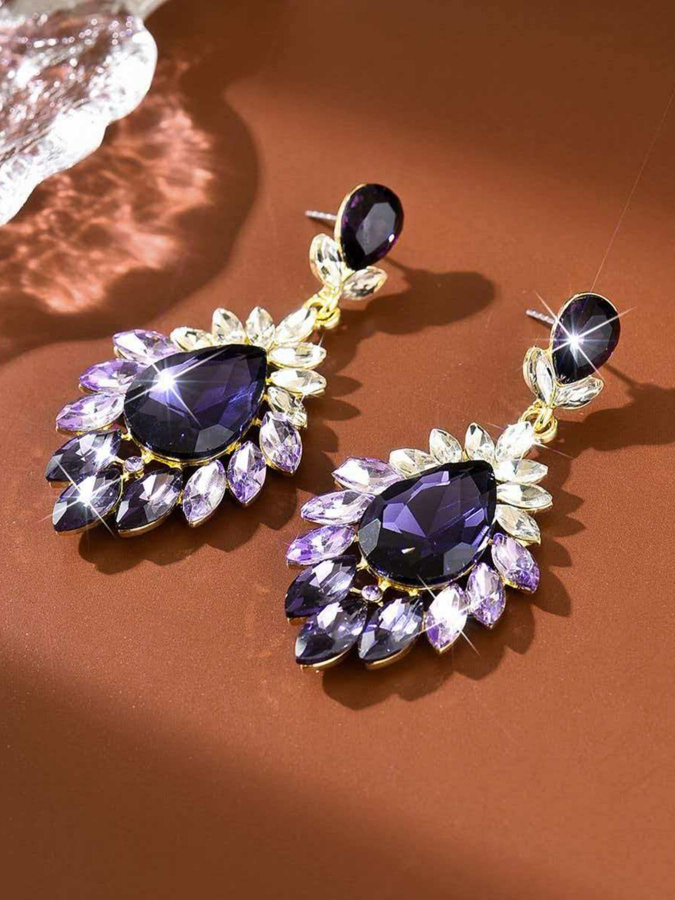 Luxury Crystal Statement Earrings, Bling Drop Dangle Rhinestone Earrings, Vintage Elegant Party Wedding Prom Jewelry for Women, Gift Idea