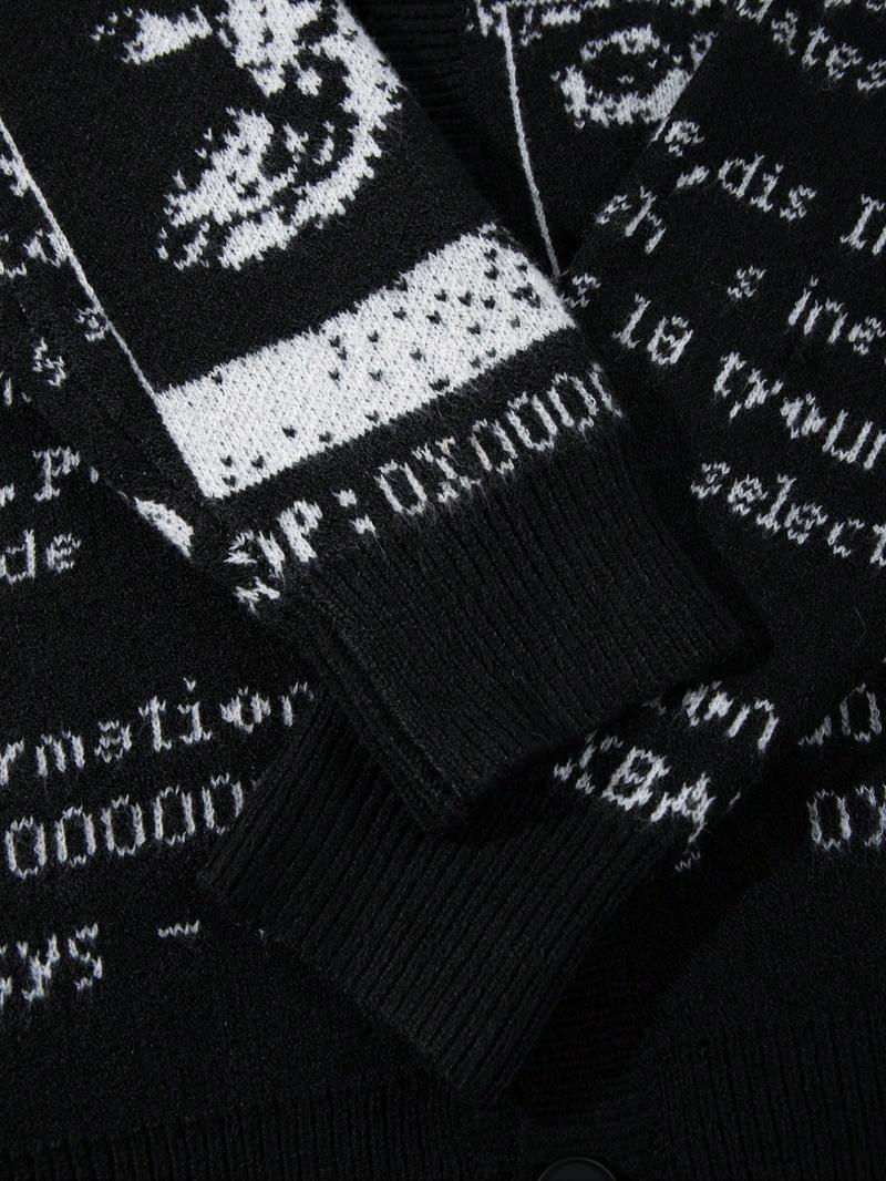 Men's Cartoon Print Crew Neck Sweater, Loose Casual Long Sleeve Top, Perfect for Spring & Fall, Fashion Knitwear for Daily Wear