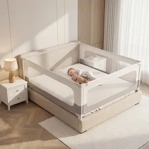 3-Piece Queen Bed Rail Guard for Toddlers, Adjustable Height Anti-Fall Safety Bed Guardrail for Babies