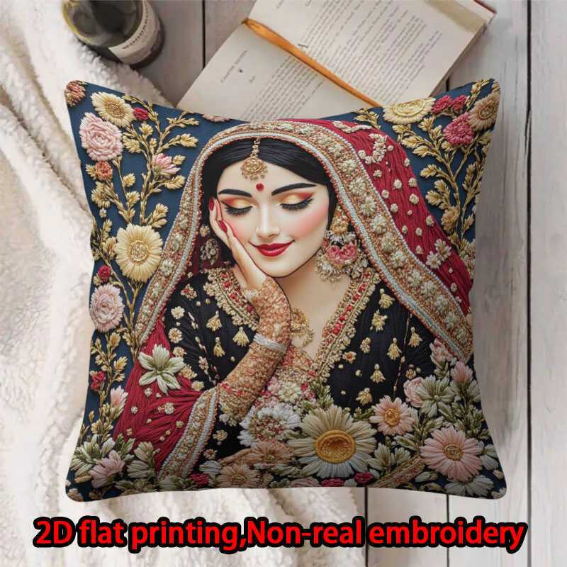 2D flat print 1pc short plush decoration single-sided pillowcase flowers shawls jewelry non-real embroidery Machine washable multi-size pillowcase suitable for bedrooms living rooms sofa(excluding pillow core)