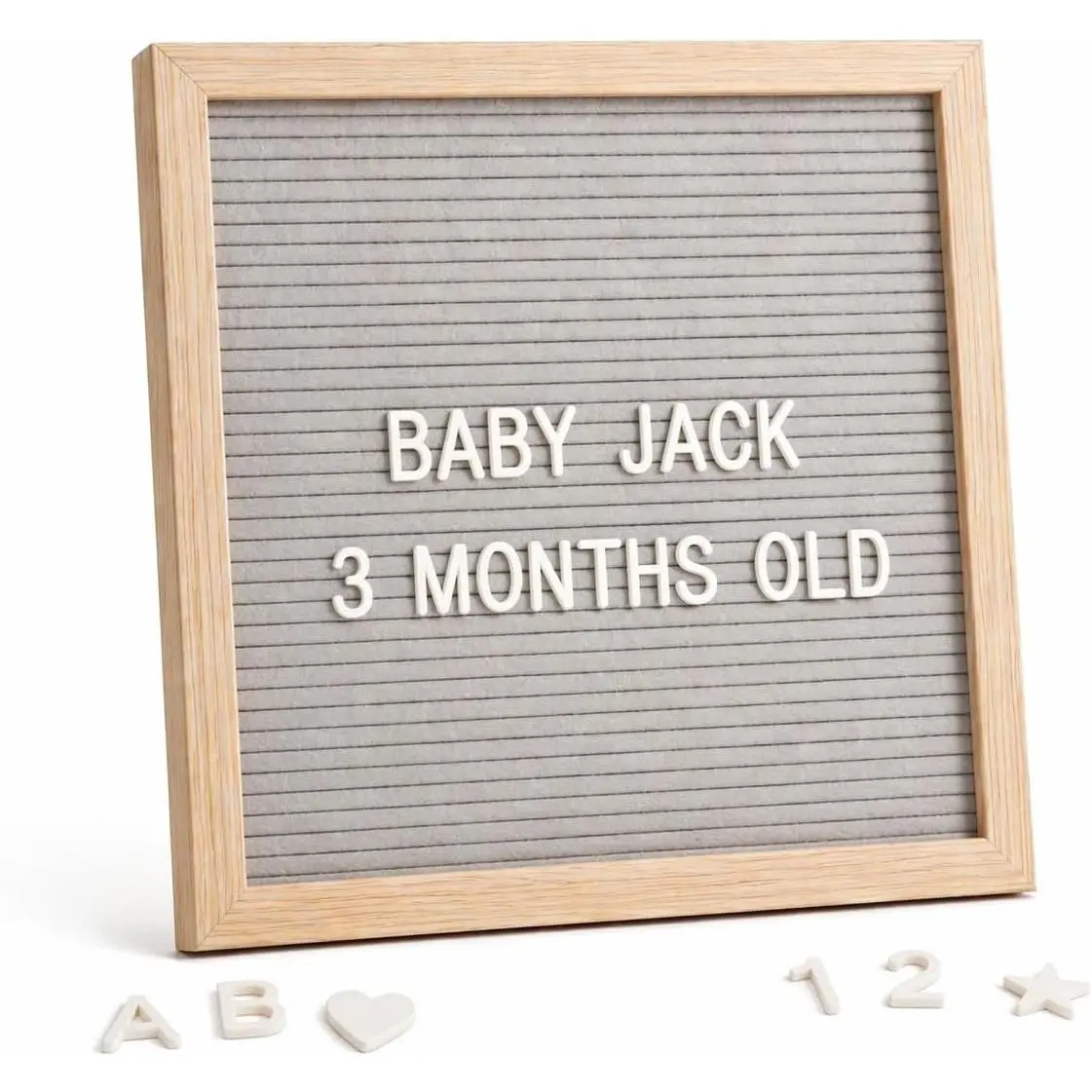 Gray Felt Letter Board 10x10 , 336 Pre-ut Letters | hangeable message board with neutral gray felt, wooden frame and tabletop stand for  and lassroom