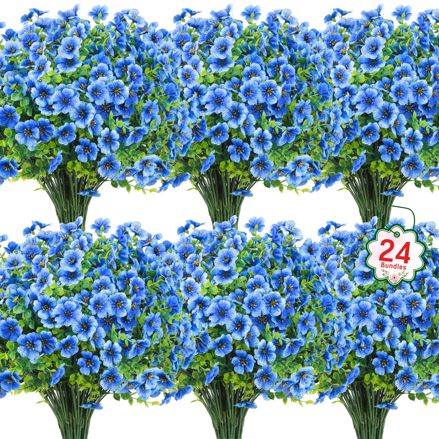 Artificial Flower ( 12/24pcs/set ) ，Mixed Color UV Resistant Fake Flower, Decorative Faux Flower Plant for Home & Garden & Yard，Outdoor Flowers,home decor（without Pot）